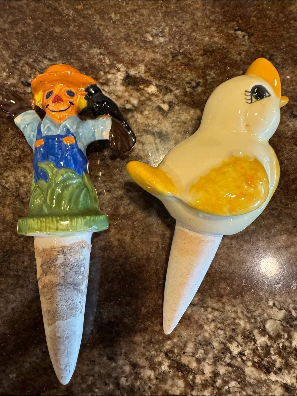 Ceramic Blue Bird Garden Stake - Decorative Plant Topper